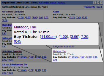 Movie listings for The Angelika — October 1st 2006