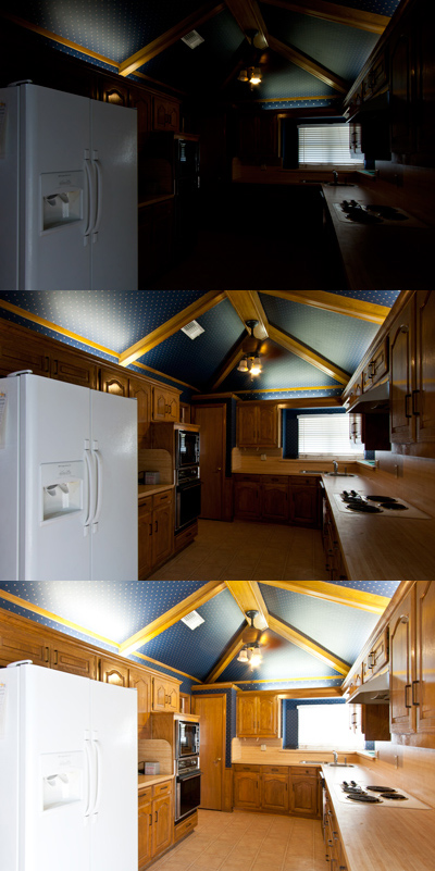 Pre-HDR-processing bracketing sequence I used for Bryan and Lyn’s kitchen