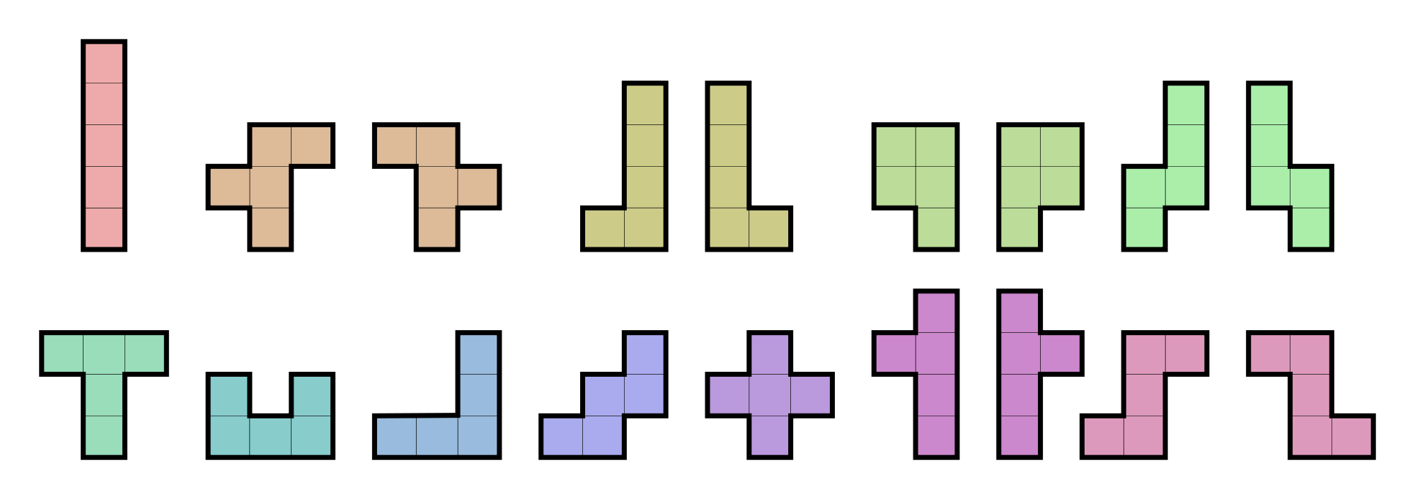5-block Tetris pieces
