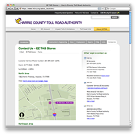 Screenshot: EZ TAG Stores — Harris County Toll Road Authority
